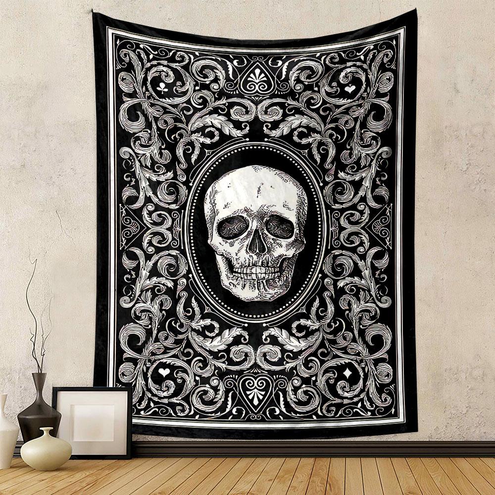 Dark Skull Print Tapestry Wall Hanging, Gothic Decoration, Wall Decor for Bedroom Living Room Dorm