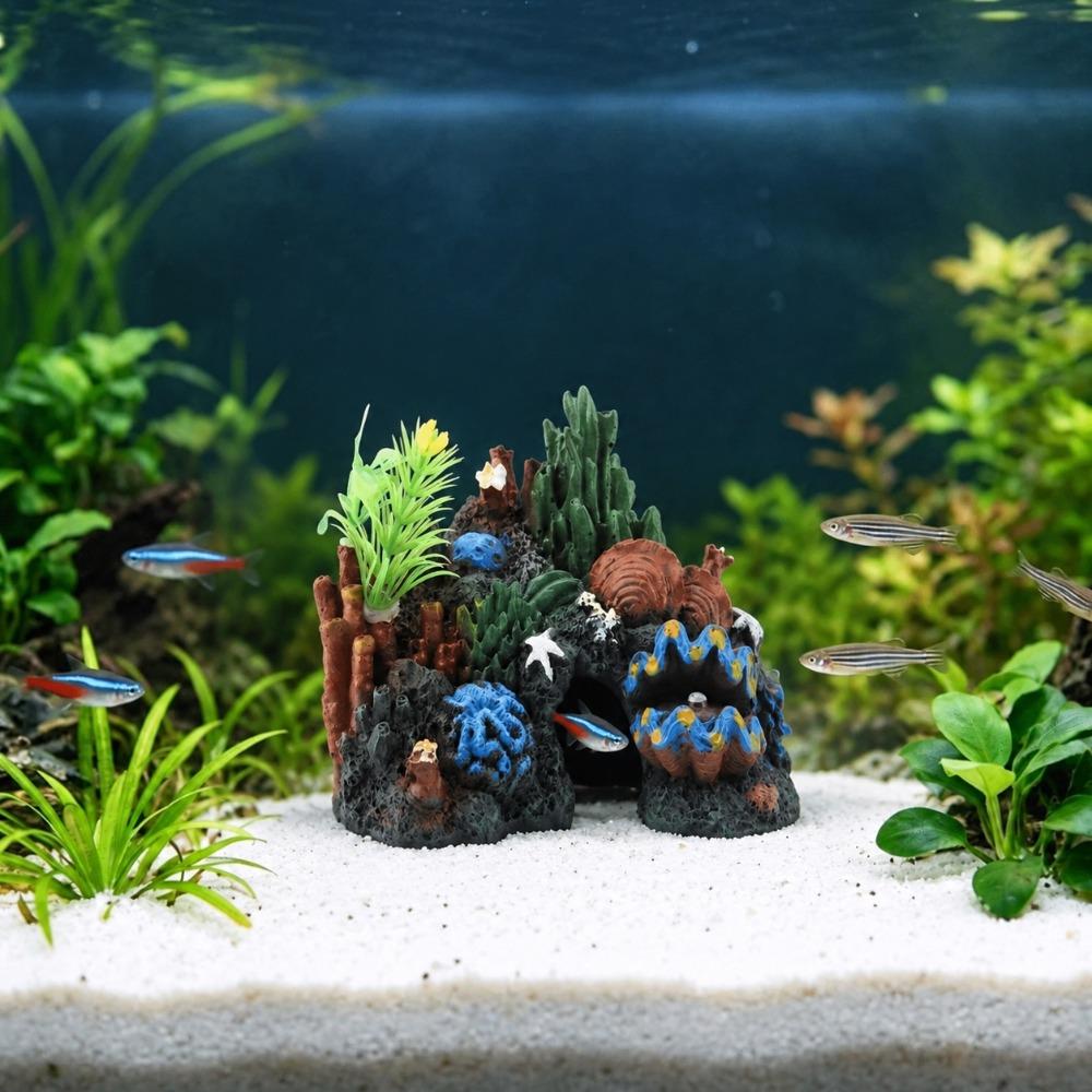 Ocean Color Fish Tank Ornament Irregular Shape Resin Rock Cave Fish Tank Landscaping