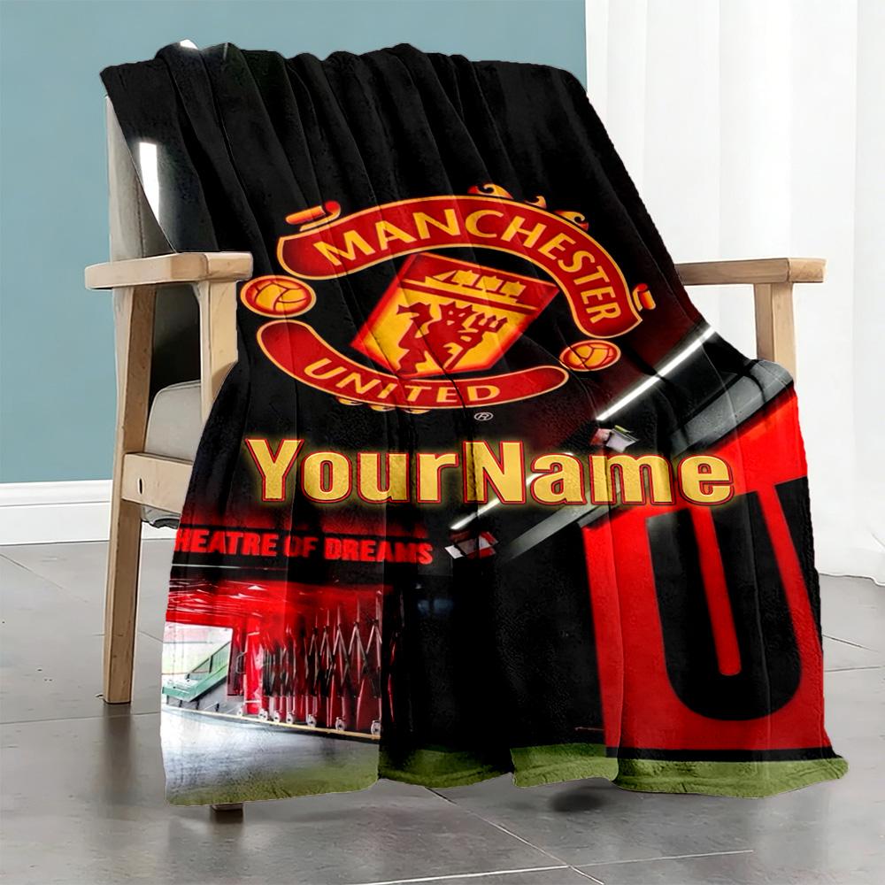 Manchester Personalized Text Blanket Gift Customizable Blanket Soft Warm Cozy Versatile for Bed Office Chair Office Chair Four Seasons Universal