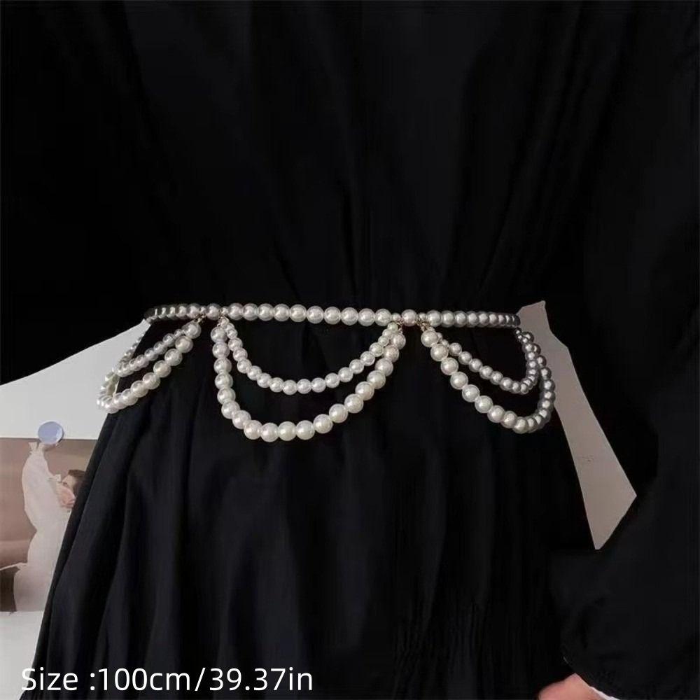 Elegant Pearl Waist Chain French Style Body Jewelry New Waist Belt For Women Dresses