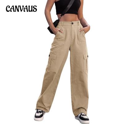 Sommer-Freizeithose für Damen, hohe Taille, weites Bein, Arbeitshose, Damenhose