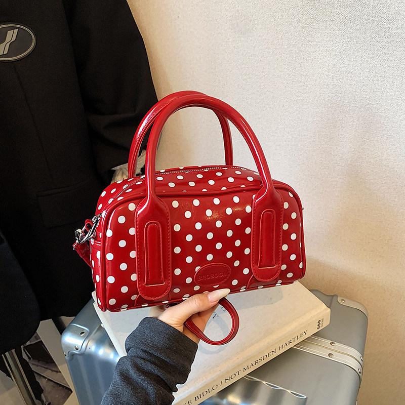 Women's Polka Dot Handbags 2026 New Commuting Patchwork Crossbody Bags Korean Style Cute Zipper Female Shoulder Bags
