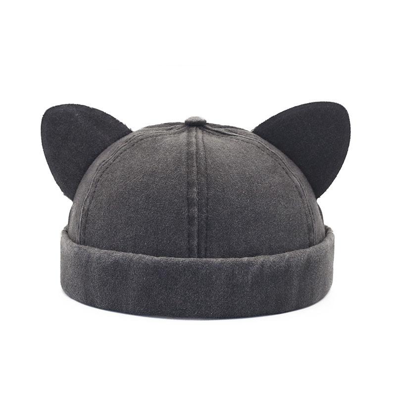 Cute Cat Ears Beanie Hat Male and Female Landlord Hat Versatile Melon Fur Hat Washed Old Yuppie Hat
