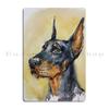 Classy Doberman Pinscher Dog Watercolour Digital Portrait Metal Plaque Garage Character Classic Poster Bar Tin Sign Poster