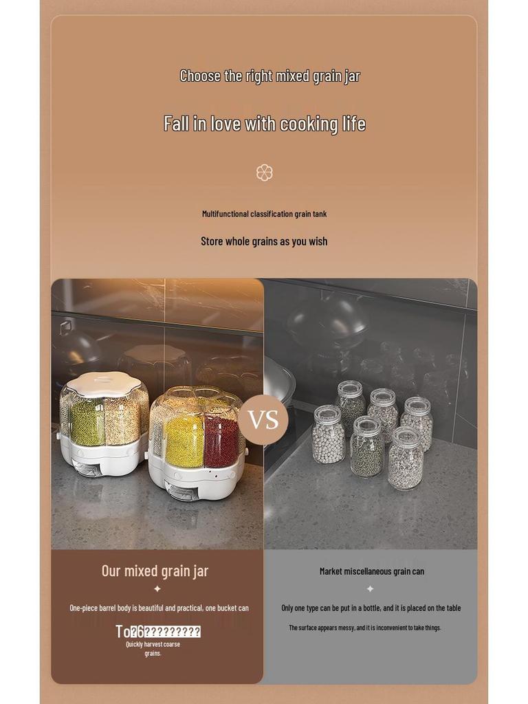 Japanese-Style Rotating Rice Storage Box - Large Capacity, Insect & Moisture-Proof Grain Container