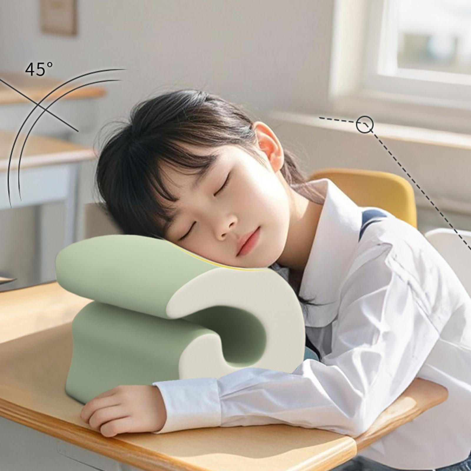 Neck Comfortable Removable Cover Headrest Desk Pillow for Napping Sleeping Travel Library Office Grey Green