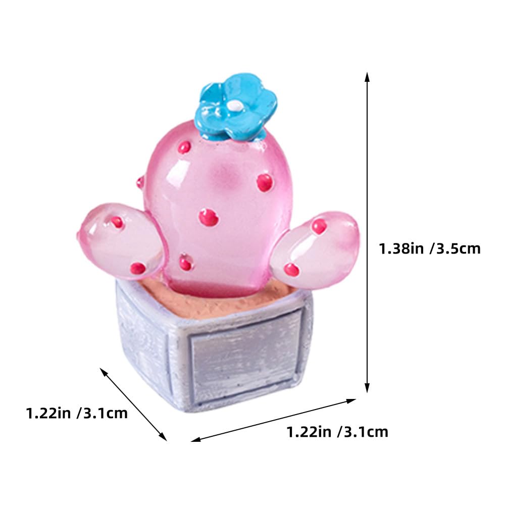 JOINPAYA Miniature Cactus Figurines, Set of 6, Glow-in-the-Dark Resin, for Interior Decoration, Car Decor, Dollhouse, Terrarium, Bonsai, Miniature