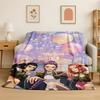 Kpop Demon Hunter Rumi Mira Zoey Cartoon Group Flannel Blanket Soft Warm Throw Blanket for Bedroom Living Room Bed Travel Gift