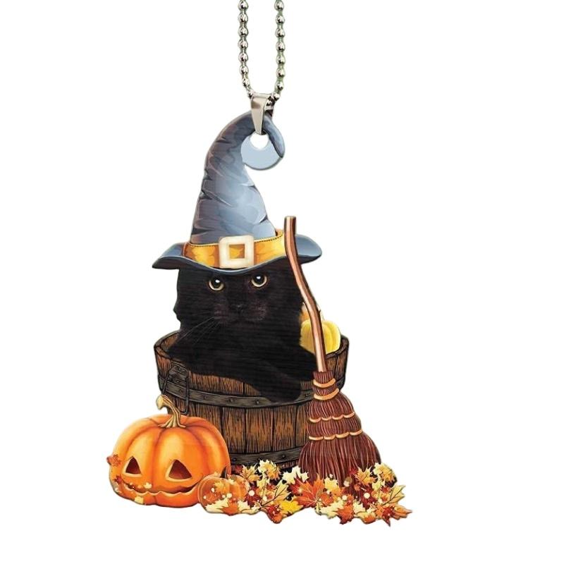 Halloween Pumpkin Cat And Dog Car Hanging Decoration For Home Acrylic Material Cartoon Style In 10 Colors) Perfect For Cross-border Export