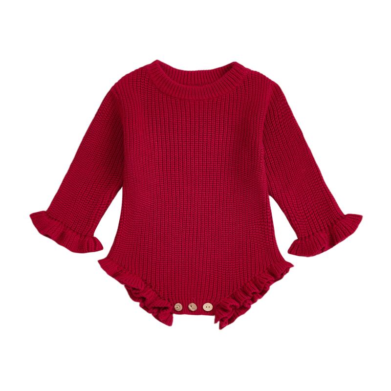 Neugeborenes Baby Mädchen Junge Pullover Strampler Baumwolle Weich Gestrickt Overall Einfarbige Warme Herbst Winter Weihnachten Kleidung