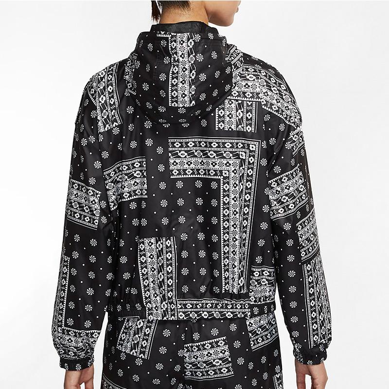 Nike Totem Print Paisley Woven Hooded Jacket Women Jacket Black CU5893-010
