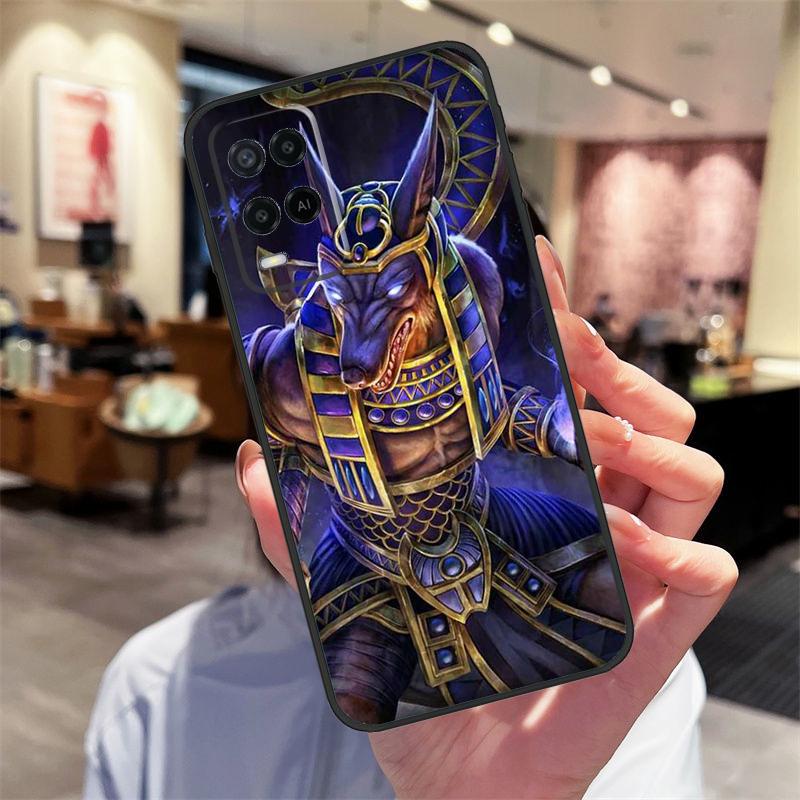 Égypte Nefertiti Anubis Ankh Étui Pour Oppo A78 A98 A79 A18 A38 A58 A40 A60 A80 A16 A76 A96 A15 A74 A94 A54 A17 A77 Coque