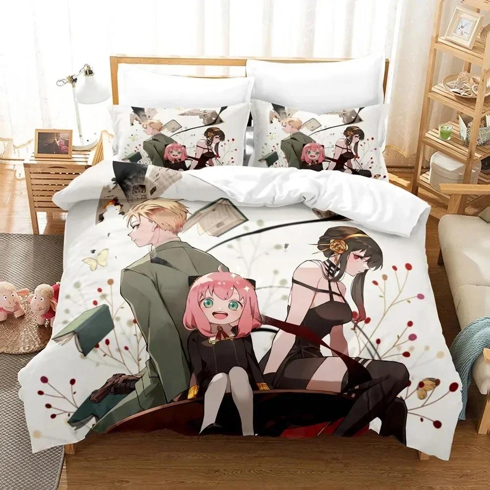 Anime SPY×FAMILY Bedding Set Anya Forger Printed With Pillowcase Bed Duvet Cover Soft Queen King Size Bedclothes Home For Gifts