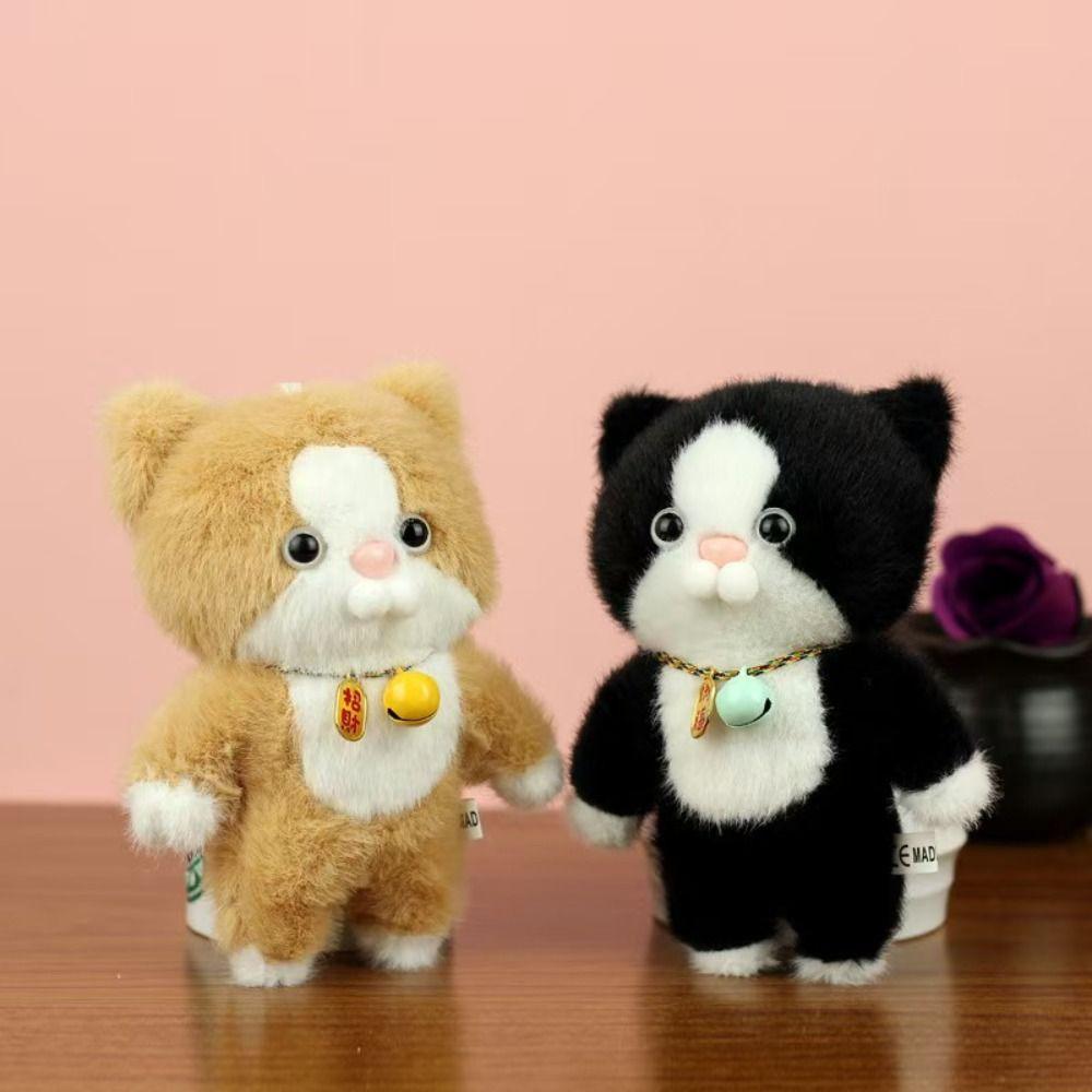Fluffy Cat  Plush Bag Pendant Girl Heart Stuffed Kitten Keyring  Hanging Accessory