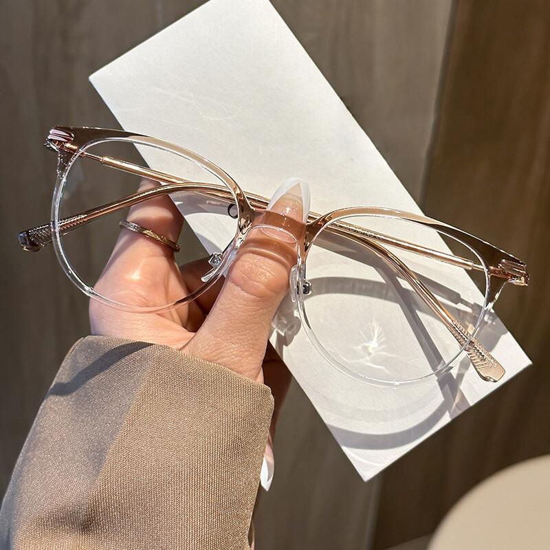 Anti-blue Light Glasses for Women Ultralight TR90 Transparent Square Frame Retro Reading Glasses 0~+600