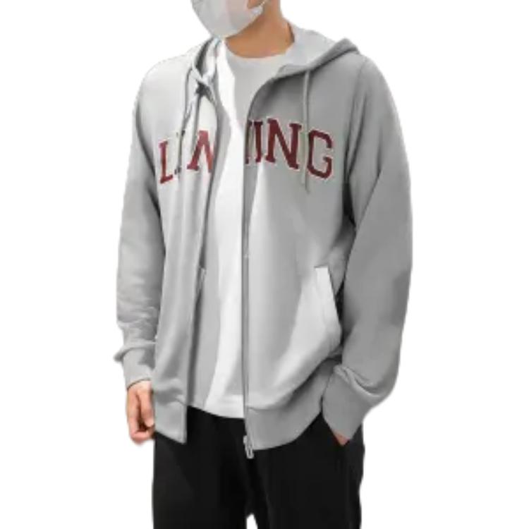 Li-Ning Campus Series Casual Hooded Letter Print Sweatshirt Unisex Sweatshirt Black YWDU561-1