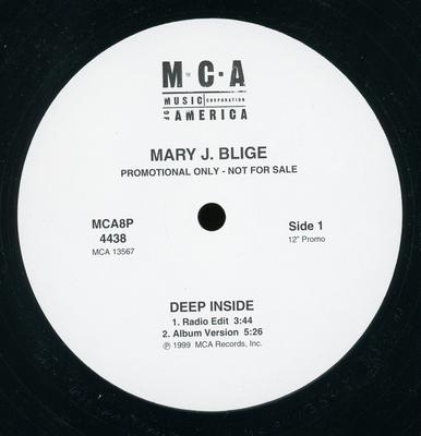12inch Record MARY J. BLIGE - Deep Inside MCA8P4438PROMO MCA Records 1999 US Rap & Hip-Hop/R&B Used