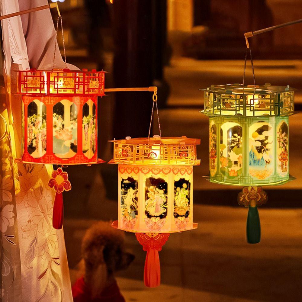 Handmade Snake Year Lantern Chinese Style Portable Luminous Lantern Projection Lantern  Kids' Gift