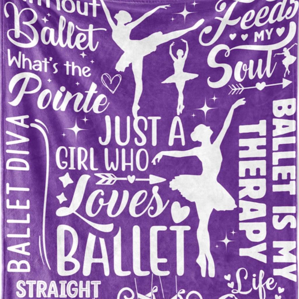 Girl Ballet Dance Print Flannel Blanket Cartoon Pattern Blanket Nap Blanket