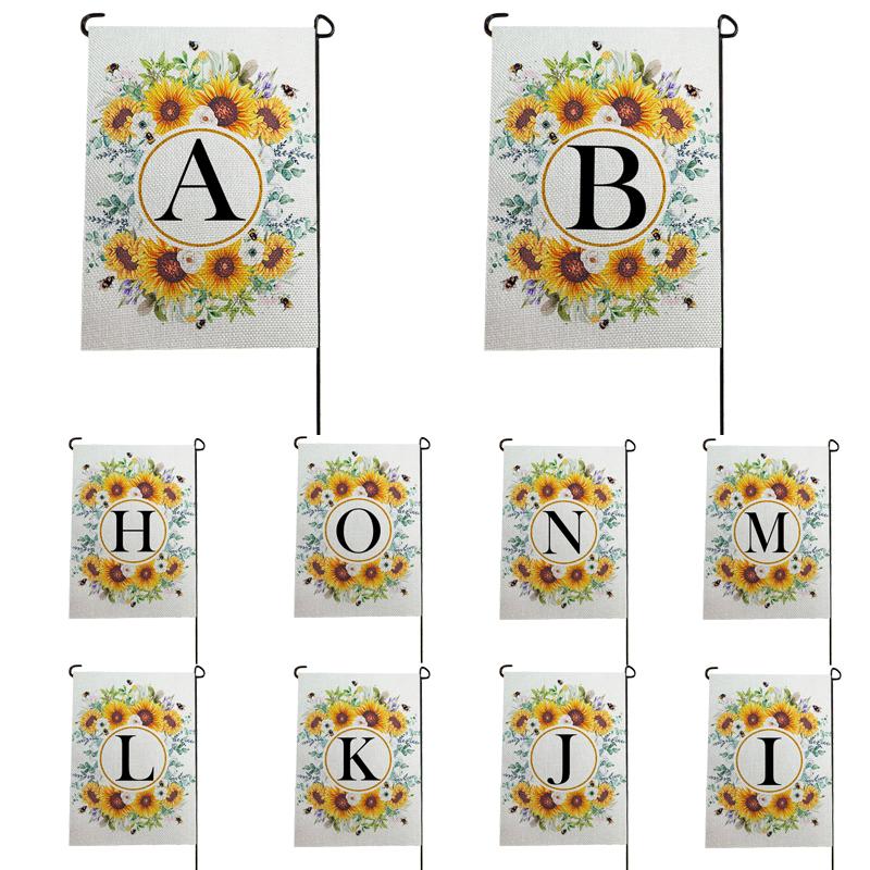 

1PC Hanging Decor Banner Sunflower Letter Pattern Garden Flag Wedding Decoration Indoor Outdoor