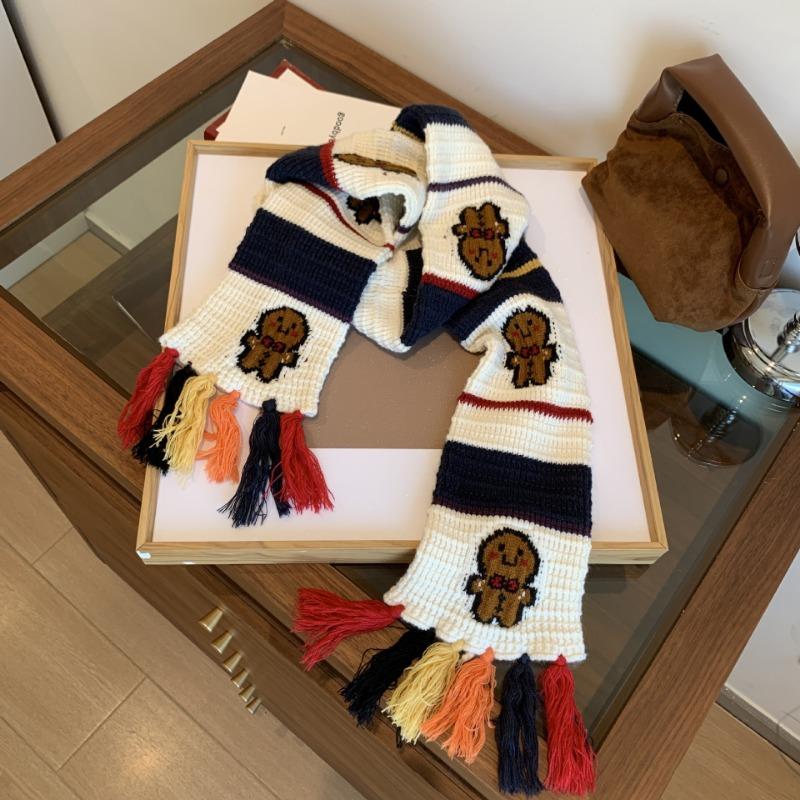 

Атмосфера полна! Вязаный шарф со снеговиком, вышитый вручную, для женщин, рождественский, новый, теплый и утолщенный студенческий шарф с кисточками