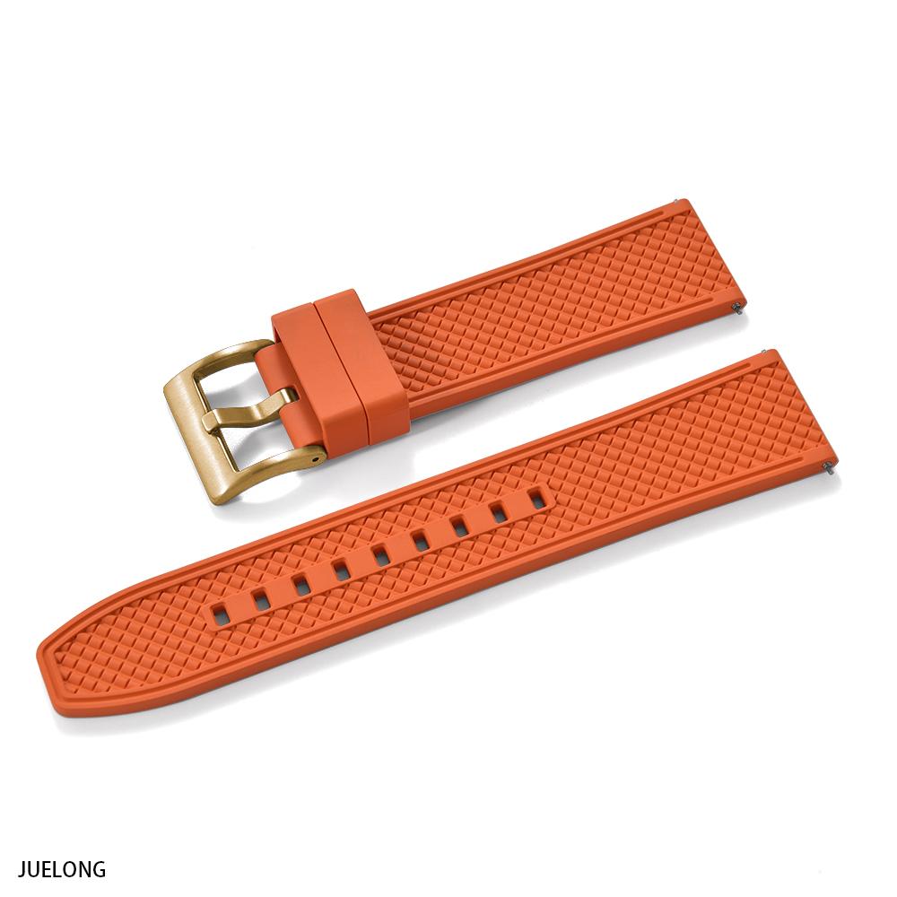 Professional Diving Watch Band FKM Rubber Strap 18mm 20mm 22mm 24mm Quick Release Bullet Shape for Dive Watch Waterproof Durabl