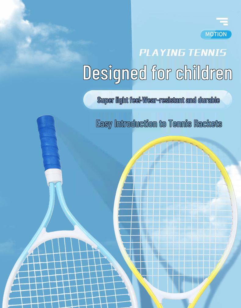 21-Inch Beginner Kids' Tennis Racket - Durable Macaron-Colored Iron Alloy