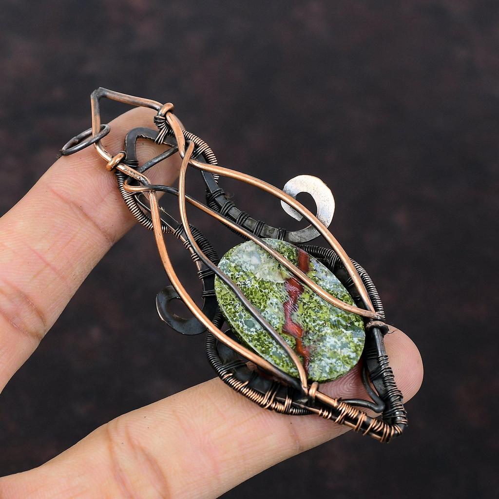 Drachenblutstein Anhänger Kupferdraht umwickelter Anhänger Handgefertigter Edelsteinschmuck Neuestes Design Anhänger Kupferdraht umwickelter Schmuck Geschenk für Sie