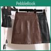New Dimanaf Size Plus 2025 Spring Women Solid Skirt Pu Leather Skirt Elastic Waist Fashion Aline Skirt 5xl