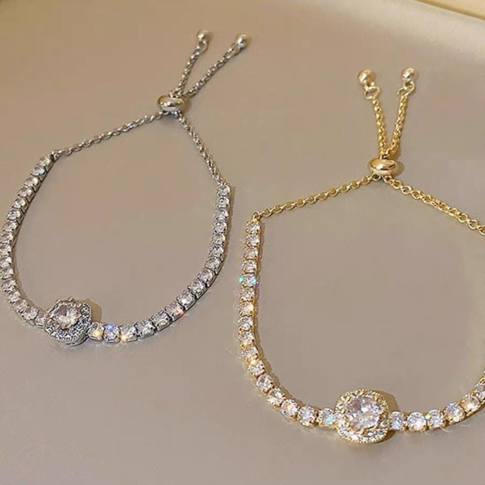 Adjustable Zircon Bracelet Luxury Valentine's Day Bangle Hand Jewelry Friendship Bracelet Gifts