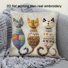 Federa per Cuscino Tre Gatti Colorati Stampa Boho Custodia per Cuscino Trio di Gatti Fantasioso Amante dei Gatti Divano Soggiorno Regalo
