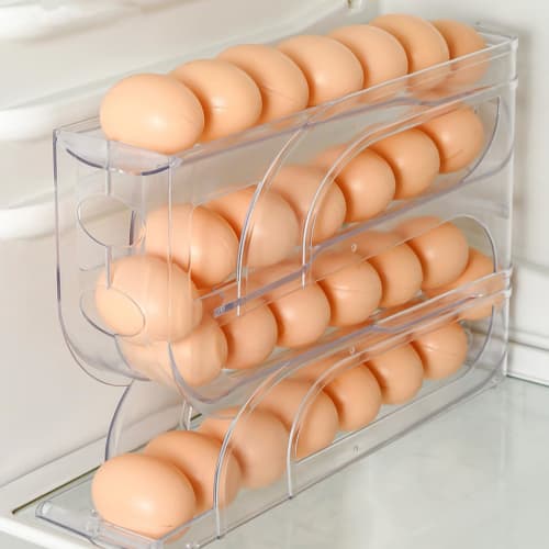 Automatic Rolling Egg Crate for Refrigerators, 4-Tier Rolling Egg Crate, Egg Storage, Egg Storage Organizer, Keeps Refrigerator Tidy, Kitchen Item, Eg