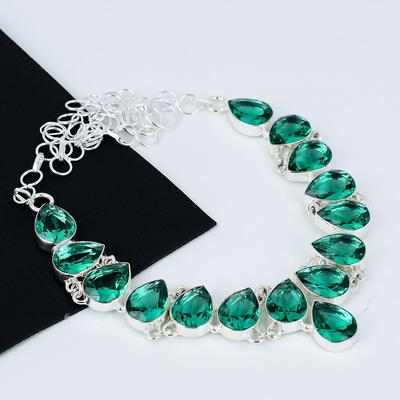 Grüne Apatit Silber Halskette, Dunkelgrüne Halskette, Edelstein Halskette, 925 Sterling Silber Schmuck, Kristall zierliche Halskette für Geschenke
