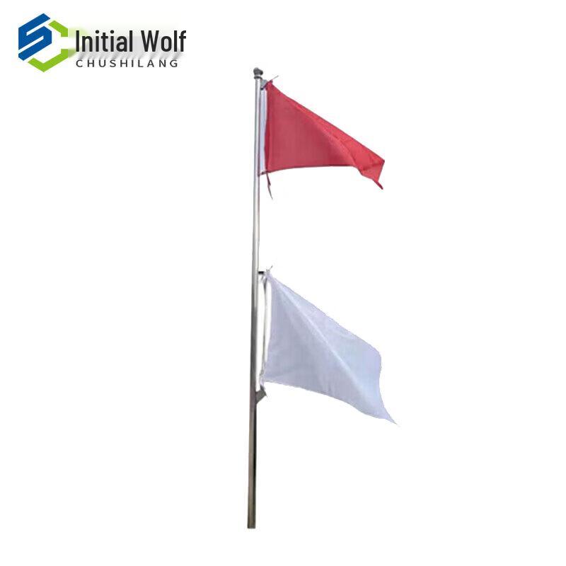 Red and White Hoisting Signal Flag with Flagpole