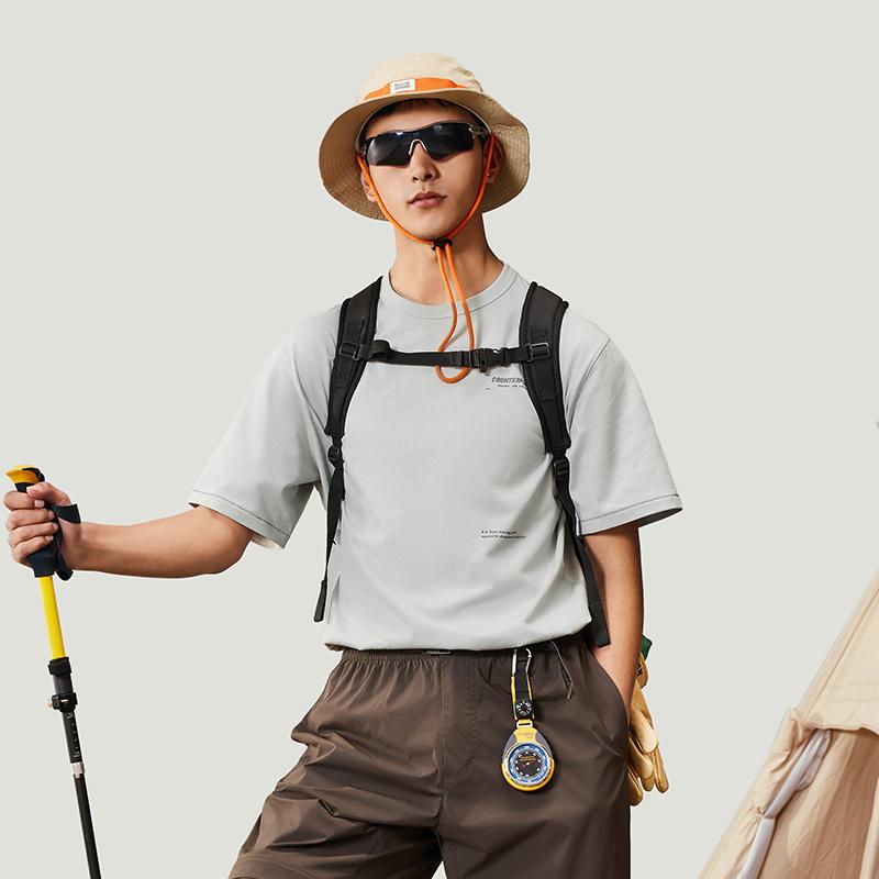 Li-Ning CF Letter Print Loose Fit Round Neck Short Sleeve T-Shirt Unisex Tops Gray ATSU617-3