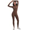 Nový styl Halter Zip Slim Fit Jednobarevný Vysoce elastický Dlouhý rukáv Jógový oblek Atletický Běžecký Tréninkový Body