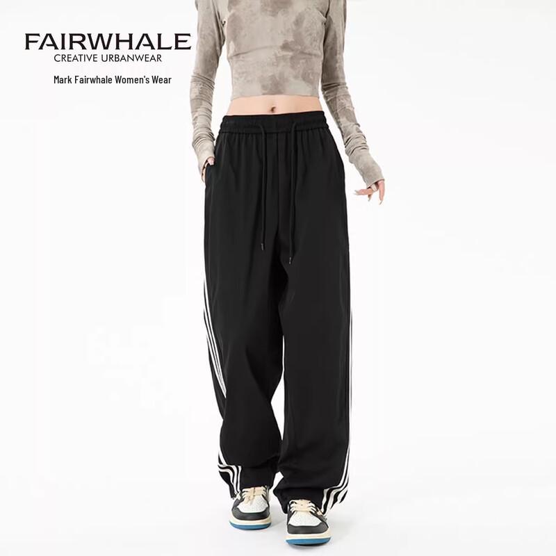 Mark Fairwhale Women's 3-Stripe High-Waist Wide-Leg Casual Pants