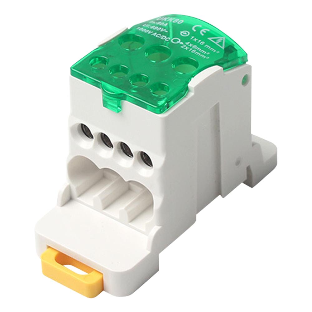 

UKK 80A DIN Rail Distribution Box Terminal Block Junction Box Line Terminal Rail Splitter for Various Power Distribution Needs зелений
