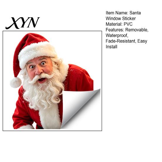 Winter Holiday Interior Accents Creative Santa Claus Static Window Cling, Glue?Free Christmas Glass Sticker, Indoor Outdoor Ornaments Reusable Decor