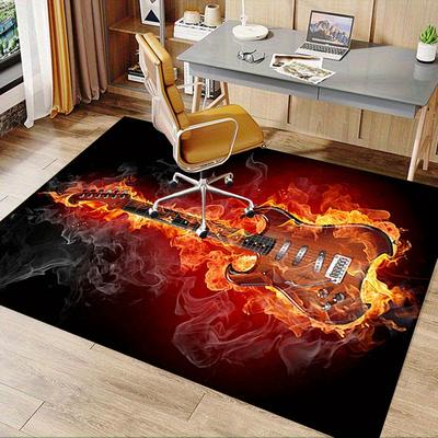 1pc. Flame Guitar Rug - Home Decor, Office Carpet, Chair Cover, Outdoor Mat, Gift Idea for Music Lovers