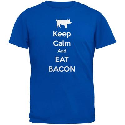 Keep Calm And Eat Bacon Blue Adult Mens T Shirt