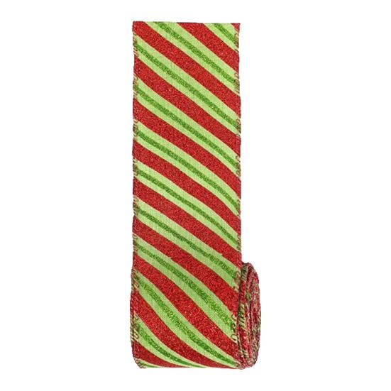 5 Yards Christmas Wired Ribbon 2.48" Red Green Polka Dot/Stripe/Swirl Christmas Wrapping Ribbon for Xmas Tree Wreath Bow Gift Wrapping DIY Crafts