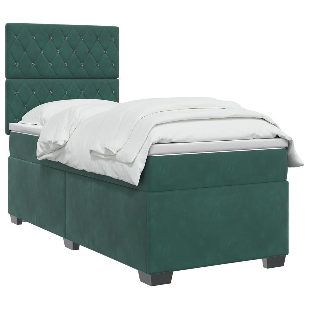 Boxspring Bed with Mattress Dark Green 90 x 200 cm Velvet