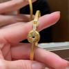 Retro Chinese style circular hollow out glossy gourd bracelets for women antique gold craftsm buckle bangles banquet