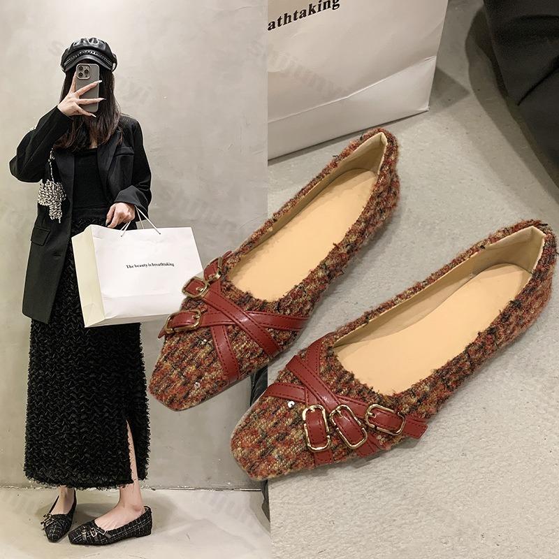 Fashion Designer Women Flats Shoes Mary Jane Spring Autumn Fashion Ballet Square Toe Casual Shoe Outdoor Anti Slip Dress Banquet Elegant
