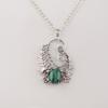 Natural Malachite Gemstone 925 Sterling Silver Women Jewelry Pendant 1.8" For Women CP-42-27
