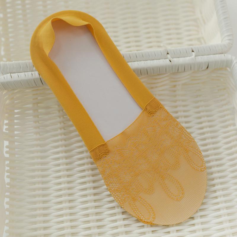 Summer Thin, Seamless, Invisible Socks for Women, Silicone Anti-slip and Non-dropping Ankle Socks, Anti-slip Lace Women's Boat Socks