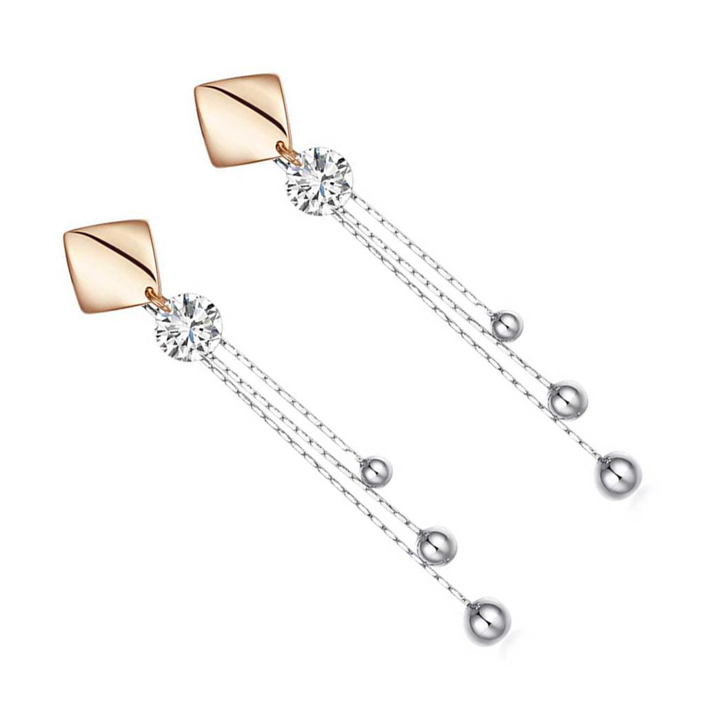 Flower Crystal Fashionable Long Tassel Girl Dangle Acrylic Korean Earring Present Drop Plated Female Rhinestone Jewelry
