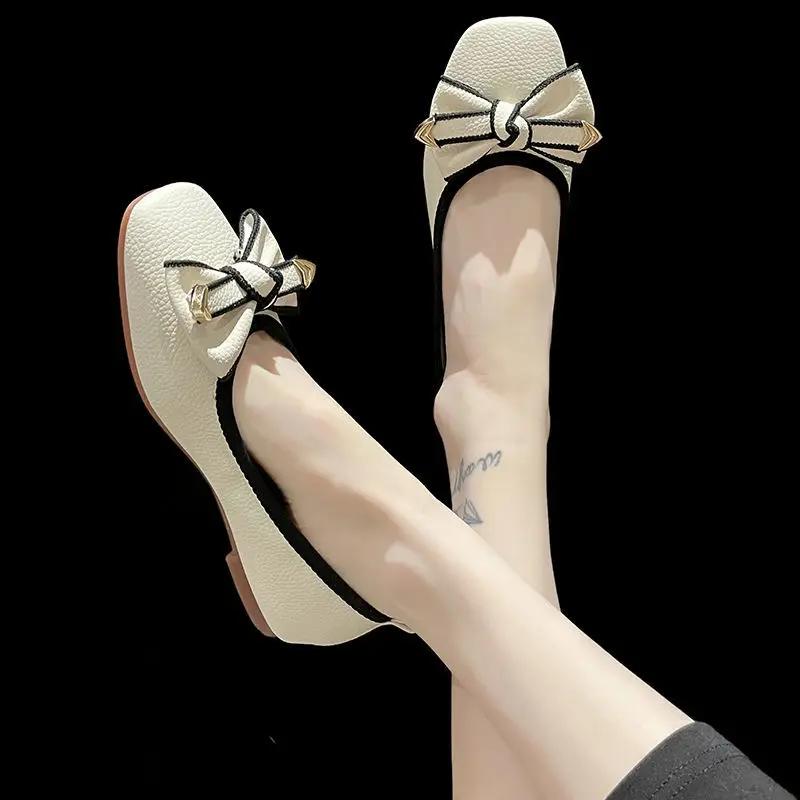 

Fashion Woman Flats Grace Anti-slip Leather Casual Elegant Party With Bow High Quality Fashion Beau Today On Promotion Shoes for Women 43