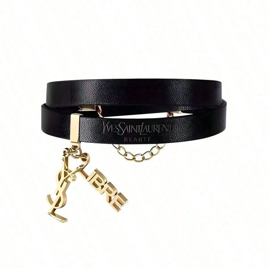 YSL Damski Naszyjnik i Bransoletka 2w1 w kolorze czarno-złotym
